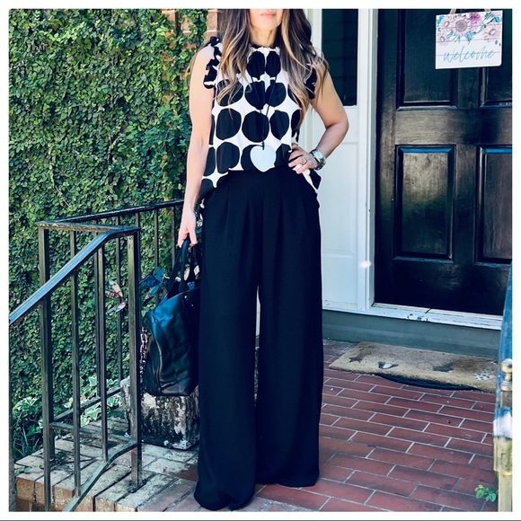 39 Black Fabulous Boho Wide Leg Solid Pleated Pants - Picture 4 of 8